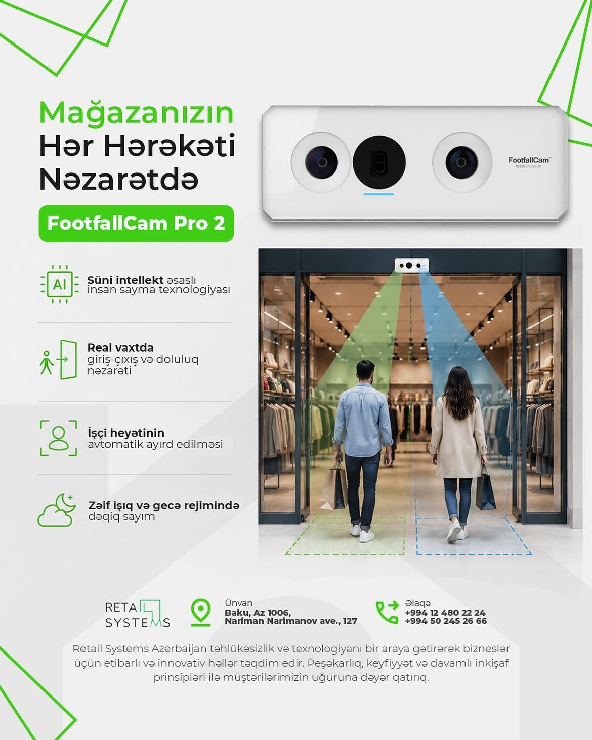 📊 FootfallCam Pro 2 ilə ziyarətçi axınını dəqiq izləyin!