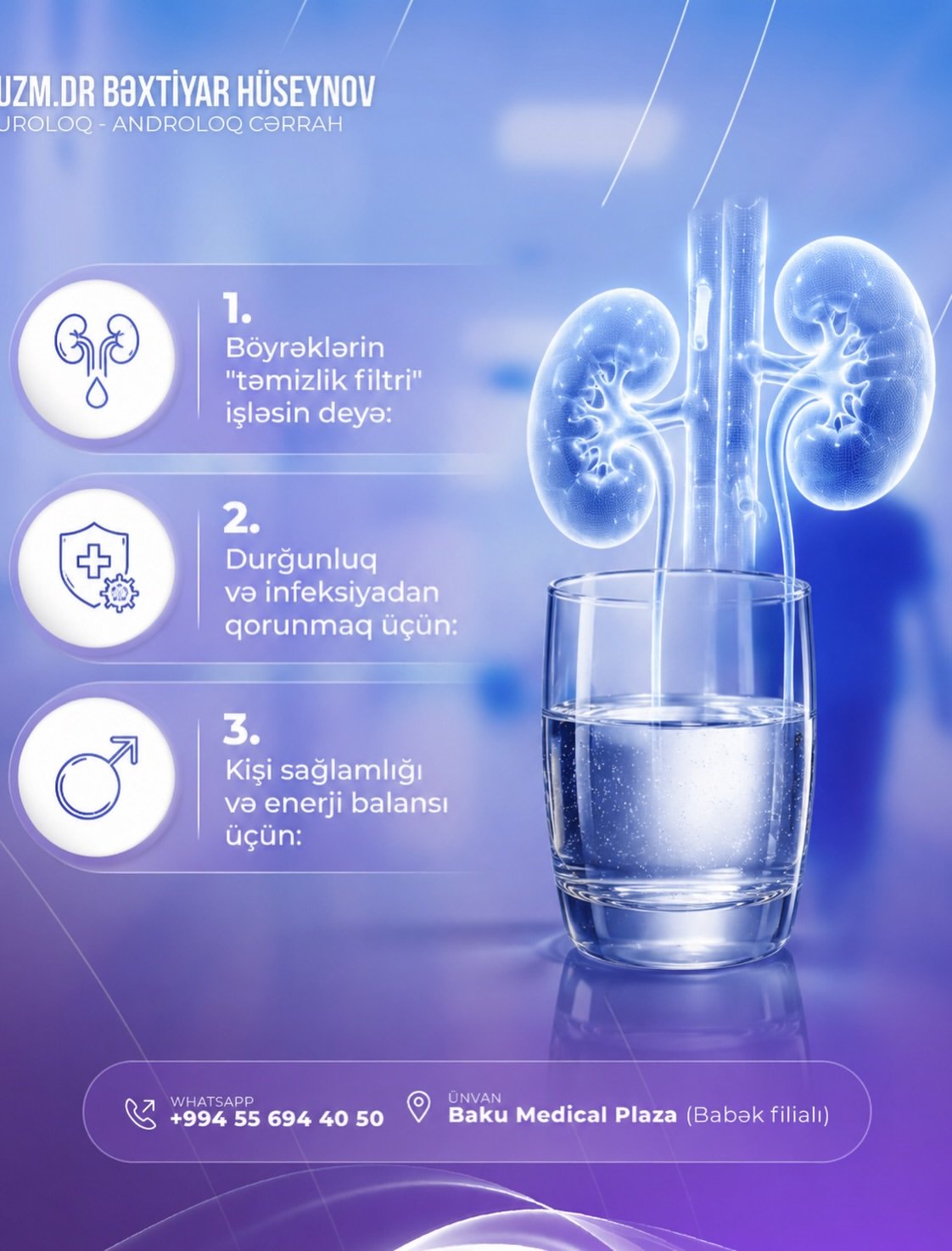 💧 Su içmək sadəcə susuzluğu aradan qaldırmaq deyil, həm də sidik yolları və böyrək sağlamlığını…